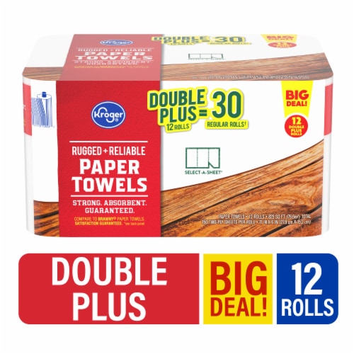 Kroger® Rugged + Reliable Paper Towels Double Plus Rolls BIG DEAL! Perspective: front