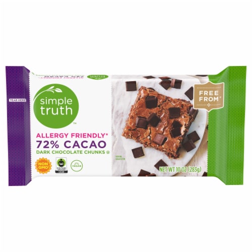 Simple Truth® Allergy Friendlyˆ 72% Cacao Dark Chocolate Chunks Perspective: front