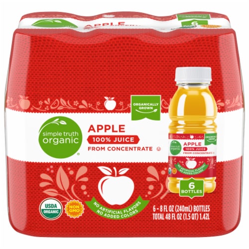 Simple Truth Organic® 100% Apple Juice Bottles Perspective: front