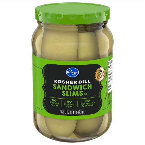 Kroger® Kosher Dill Sandwich Slims Pickles Perspective: front