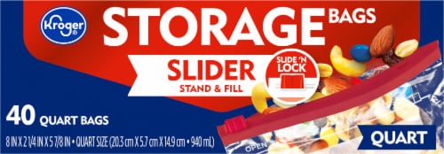 Kroger® Stand & Fill Quart Slider Storage Bags Perspective: front