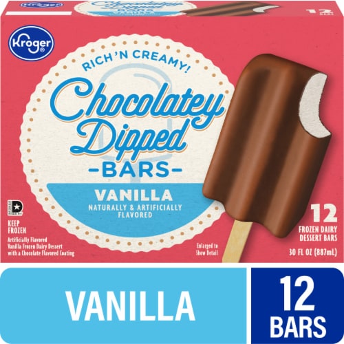 Kroger Vanilla Chocolatey Dipped Ice Cream Bars, 12 ct / 2.5 fl oz ...