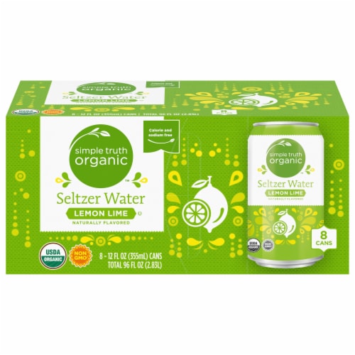 Simple Truth Organic™ Lemon Lime Seltzer Water Cans Perspective: front