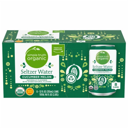 Simple Truth Organic™ Cucumber Melon Seltzer Water Cans Perspective: front