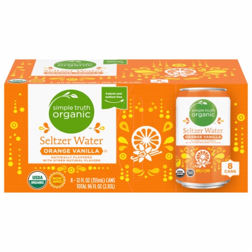 Simple Truth Organic™ Orange Vanilla Seltzer Water Cans Perspective: front