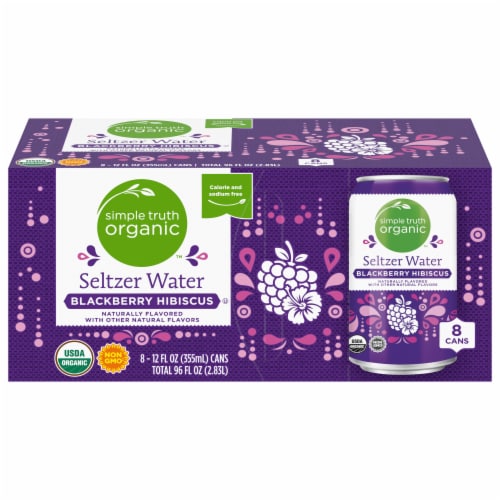 Simple Truth Organic™ Blackberry Hibiscus Seltzer Water Cans Perspective: front