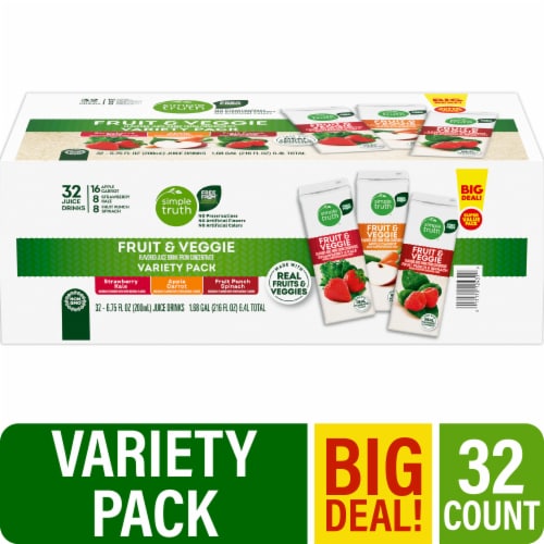 Simple Truth® Fruit and Veggie Kids Juice Boxes Variety Pack BIG DEAL! Perspective: front