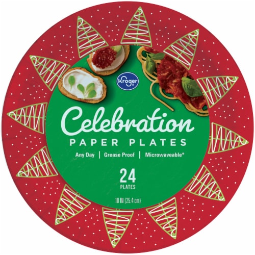 Kroger® Celebration Red Holiday Trees Paper Plates Perspective: front
