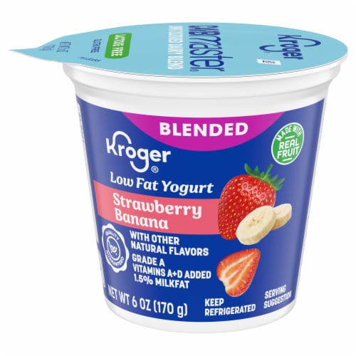 Kroger® Strawberry Banana Blended Low Fat Yogurt Cup Perspective: front