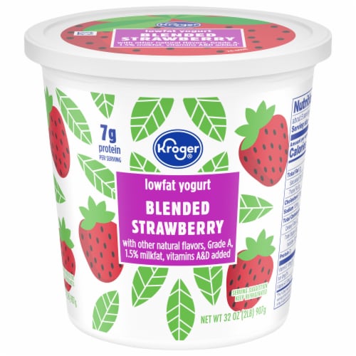 Kroger® Strawberry Blended Lowfat Yogurt Tub Perspective: front