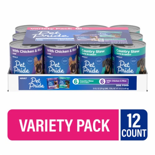 Pet Pride® Adult Wet Dog Food Variety Pack Perspective: front