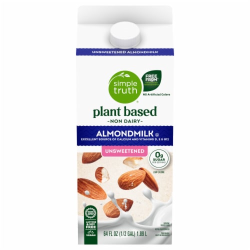 Simple Truth® Dairy Free Unsweetened Almond Milk Half Gallon Perspective: front