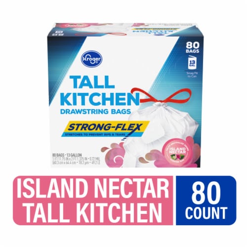 Kroger® Island Nectar Scent Strong-Flex Tall Kitchen 13 Gallon Drawstring Bags Perspective: front