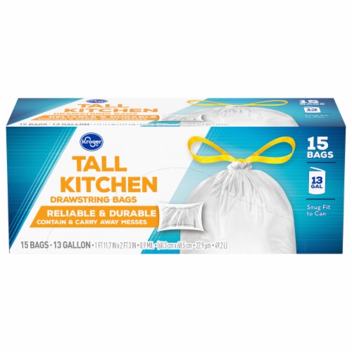 Kroger® Tall Kichen Drawstring Trash Bags Perspective: front