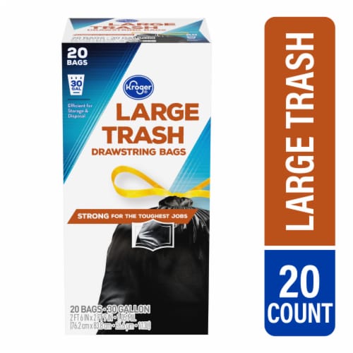 Kroger® 30 Gallon Large Drawstring Trash Bags Perspective: front