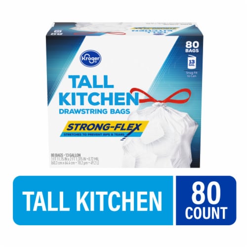 Kroger® Strong-Flex Unscented Tall Kitchen 13 Gallon Drawstring Bags Perspective: front