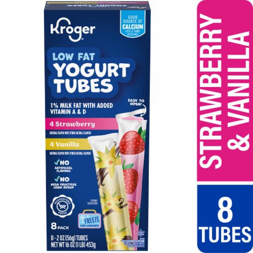 Kroger® Strawberry & Vanilla Low Fat Yogurt Tubes Perspective: front