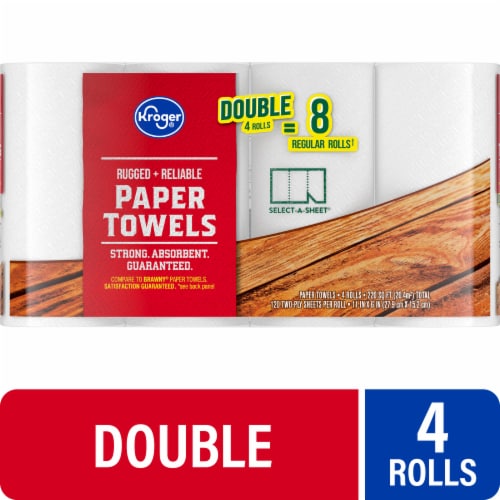 Kroger® Rugged + Reliable Paper Towels Double Rolls Perspective: front