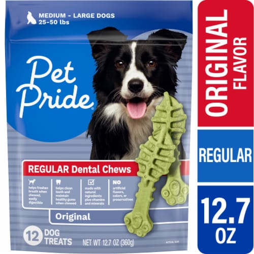 Pet Pride® Medium Large Dental Chews Dog Treats Original Perspective: front