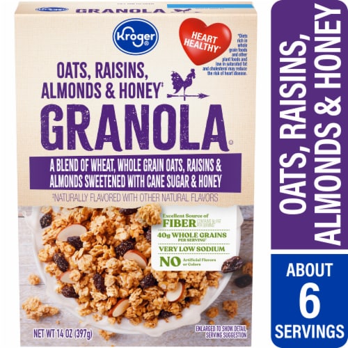 Kroger® Oats Raisins Almonds & Honey Granola Perspective: front