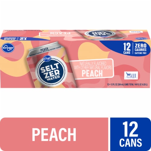 Kroger® Peach Seltzer Water Cans Perspective: front