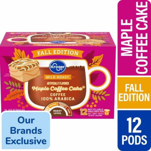 Kroger® Mild Roast Maple Coffee Cake Coffee Pods Perspective: front