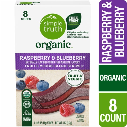Simple Truth Organic® Raspberry & Blueberry Fruit & Veggie Strips Perspective: front
