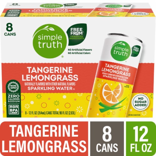 Simple Truth® Tangerine Lemongrass Sparkling Seltzer Water Cans Perspective: front