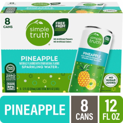Simple Truth® Pineapple Sparkling Seltzer Water Cans Perspective: front