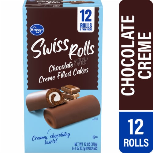 Kroger® Swiss Rolls Chocolate Creme Filled Snack Cakes Perspective: front