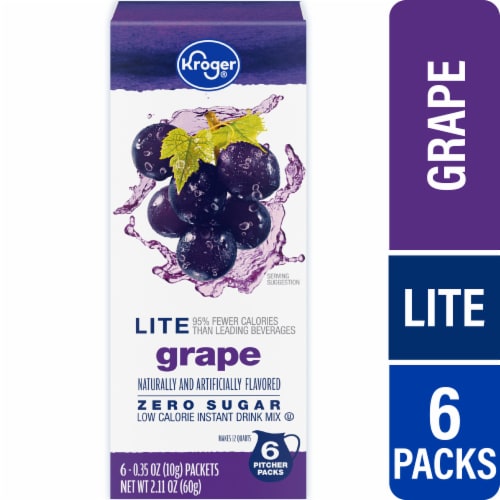Kroger® Lite Zero Sugar Grape Instant Drink Mix Packets Perspective: front