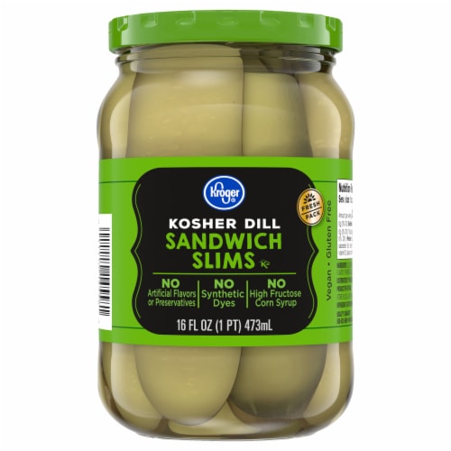 Kroger® Kosher Dill Sandwich Slim Pickles Perspective: front