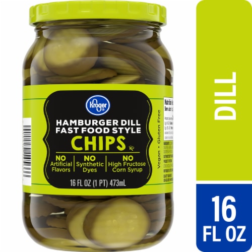Kroger® Hamburger Dill Fast Food Style Chips Pickles Perspective: front