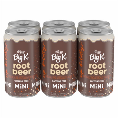 Kroger® Big K® Rootbeer Caffeine Free Soda Mini Cans Perspective: front