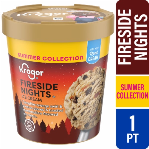 Kroger® Summer Collection Fireside Nights Orange Swirl and S'Mores Ice Cream Pint Perspective: front
