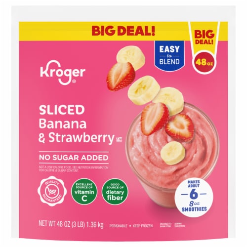 Kroger® No Sugar Added Sliced Banana and Strawberry Smoothie BIG DEAL! Perspective: front