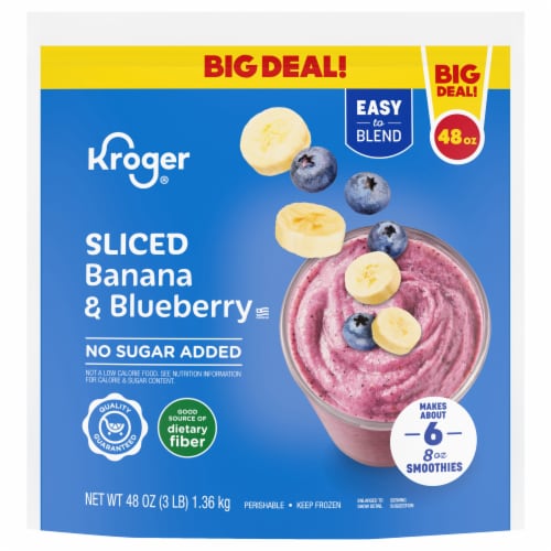 Kroger® No Sugar Added Sliced Banana and Blueberry Smoothie BIG DEAL! Perspective: front
