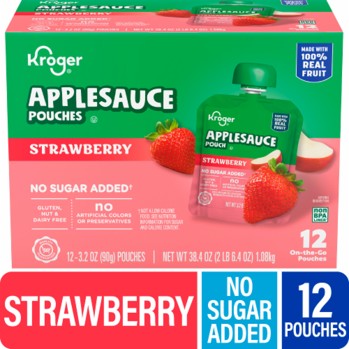 Kroger® Strawberry Applesauce Pouches® Perspective: front