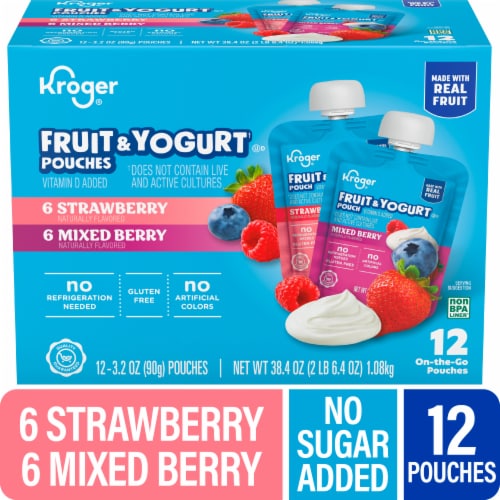 Kroger® Strawberry and Mixed Berry Fruit and Yogurt Pouches Multipack Perspective: front