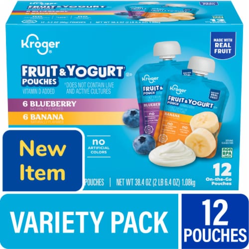Kroger® Blueberry and Banana Fruit and Yogurt Pouches Multipack Perspective: front