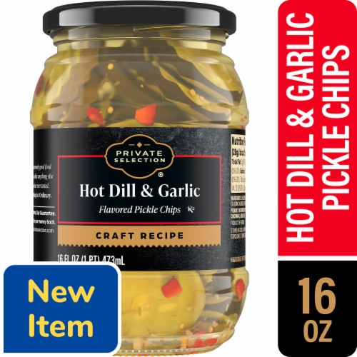 Private Selection® Hot Dill and Garlic Flavored Pickle Chips Perspective: front