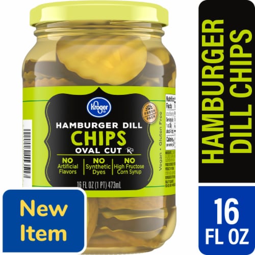 Kroger® Oval Cut Hamburger Dill Pickle Chips Perspective: front