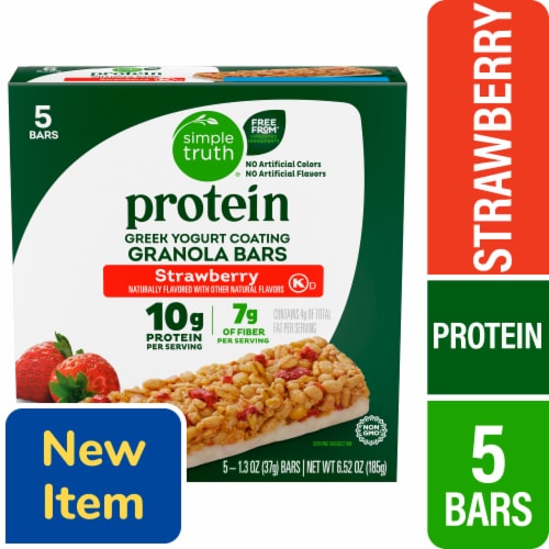 Simple Truth® Protein Greek Yogurt Coating Strawberry Granola Bars Perspective: front