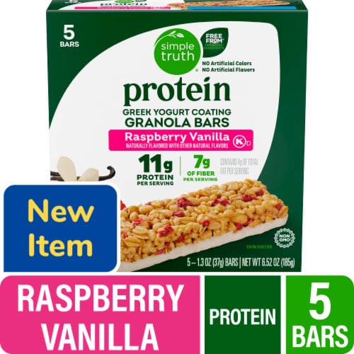 Simple Truth® Protein Greek Yogurt Coating Raspberry Vanilla Granola Bars Perspective: front
