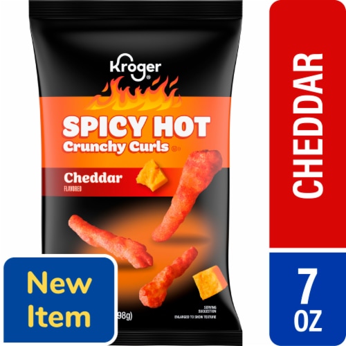 Kroger® Crunchy Spicy Hot Cheddar Cheese Curls Chips Perspective: front