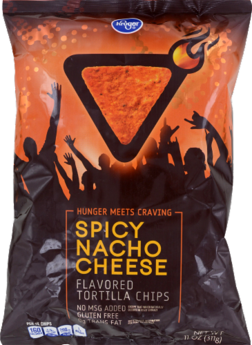 Kroger® Spicy Nacho Cheese Tortilla Chips Perspective: front