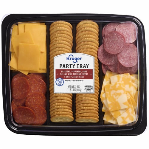Kroger® Pepperoni Hard Salami Cheese Cracker Tray Perspective: front