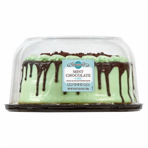 Bakery Fresh Goodness Double Layer Mint Chocolate Cake with Buttercreme Frosting Perspective: front