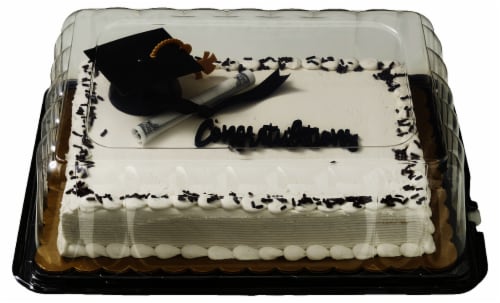 Bakery Fresh Graduation Chocolate Sheet Cake with Buttercream Icing Perspective: front