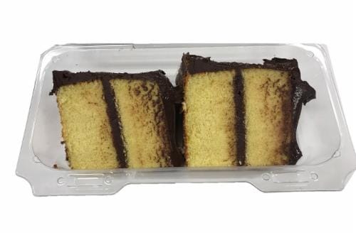 Bakery Fresh Yellow Cake With Fudge Icing Slice Perspective: front